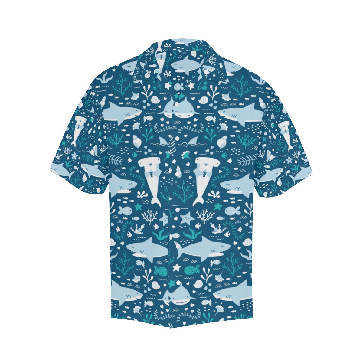 Cute Shark Pattern Mens All Over Print Hawaiian Shirt