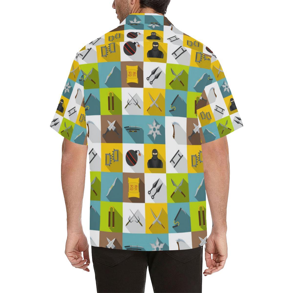 Ninja Weapon Set Pattern Mens All Over Print Hawaiian Shirt