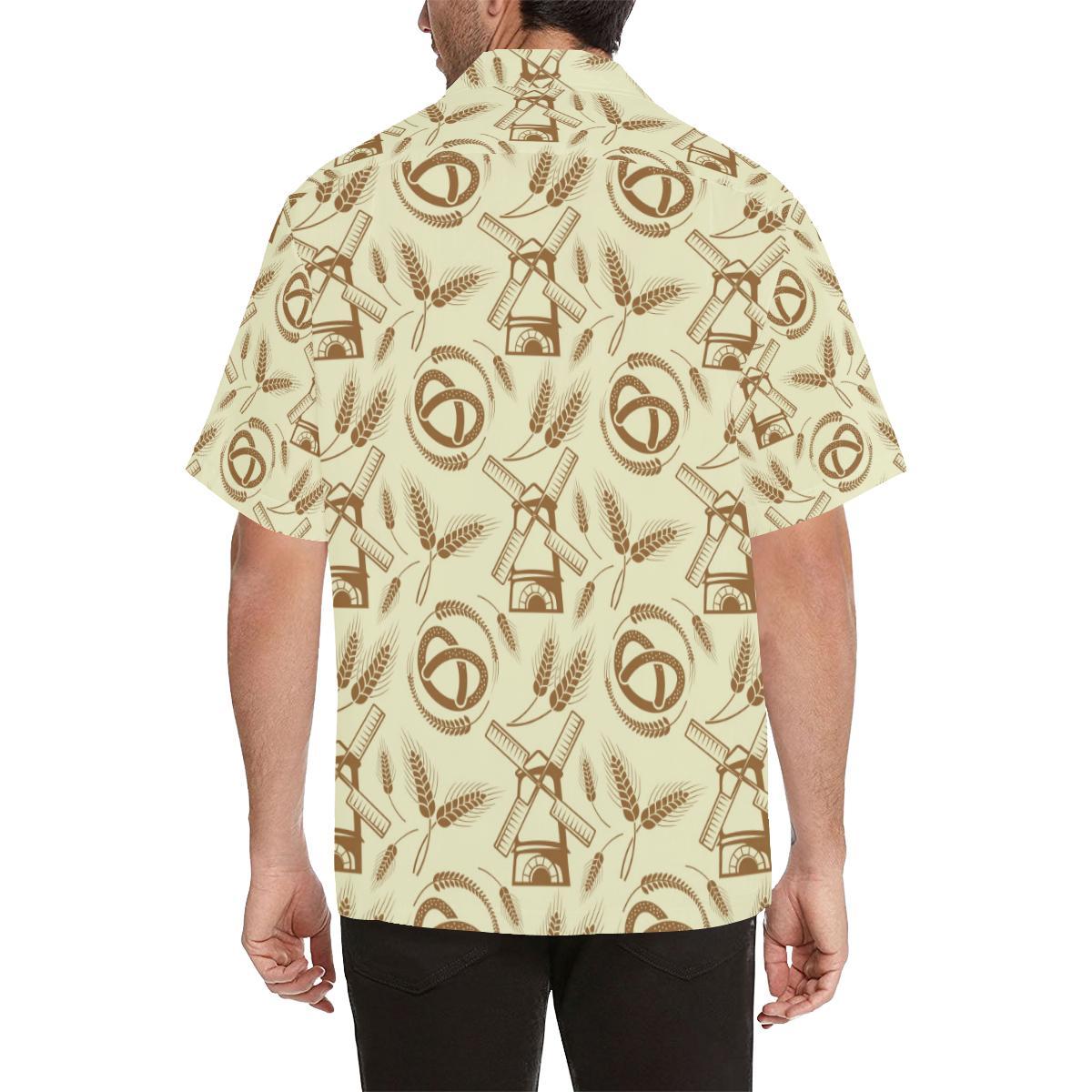 Windmill Wheat Pattern Mens All Over Print Hawaiian Shirt