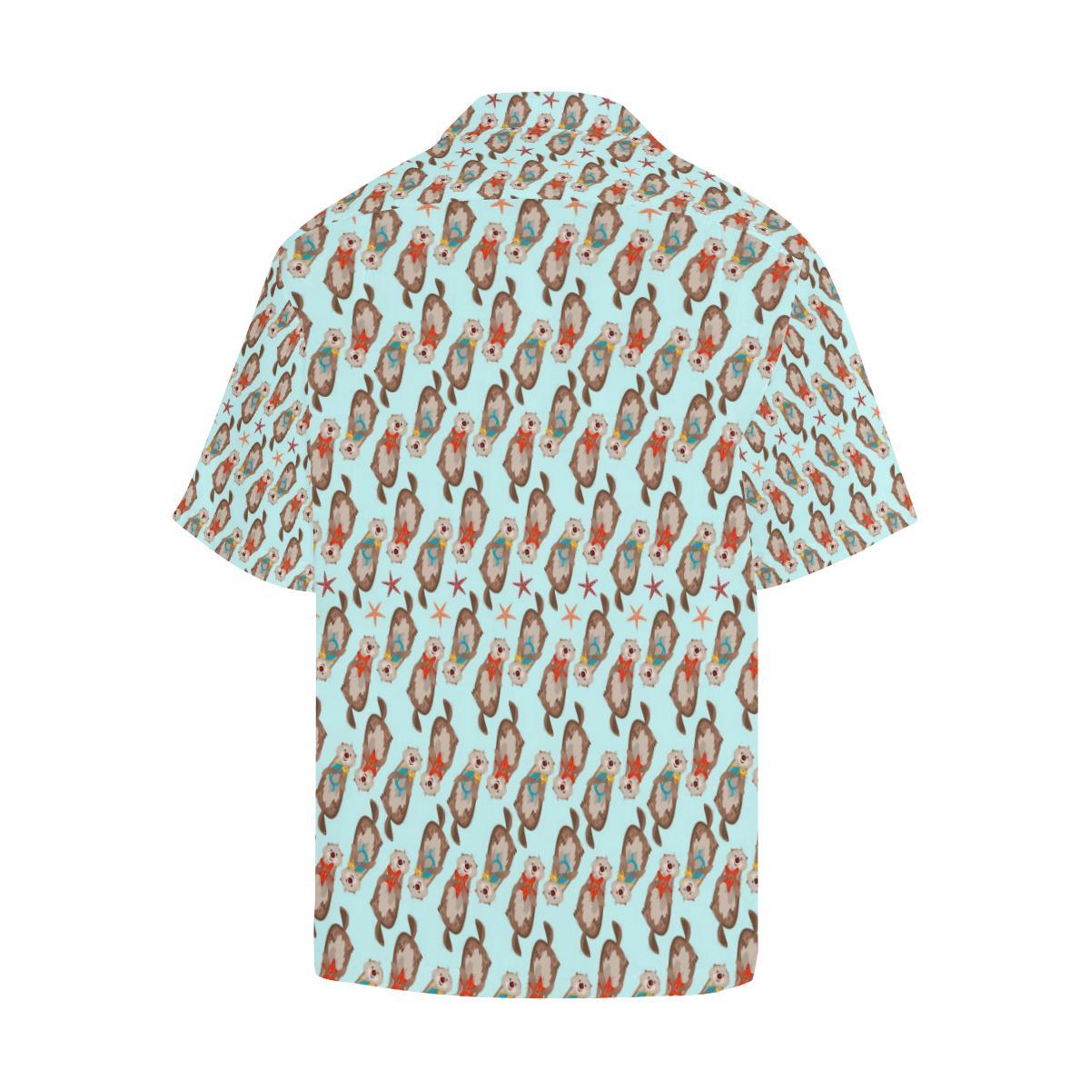 Otter Pattern Background Mens All Over Print Hawaiian Shirt