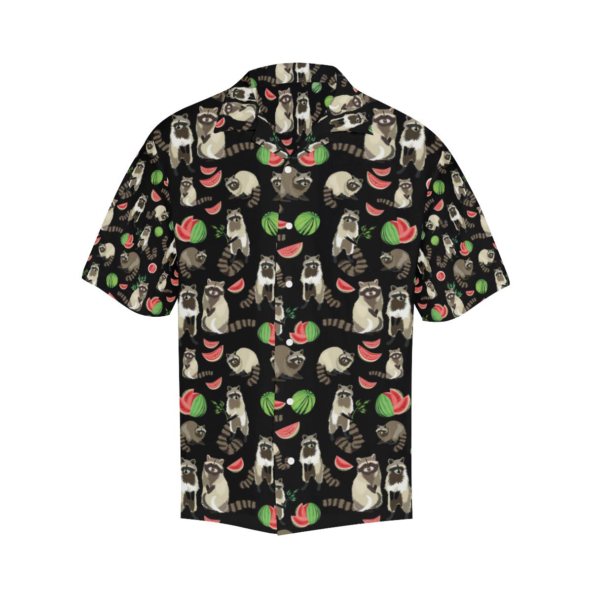 Raccoon Watermelon Pattern Mens All Over Print Hawaiian Shirt
