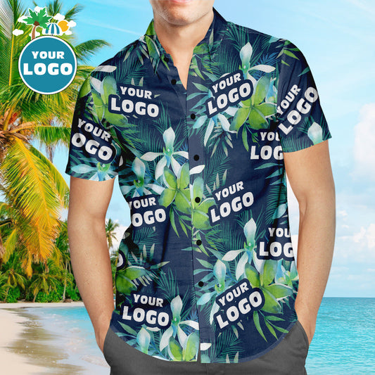 Custom Logo Hawaiian Shirts Leaves & Petal Aloha Beach Shirt For Men