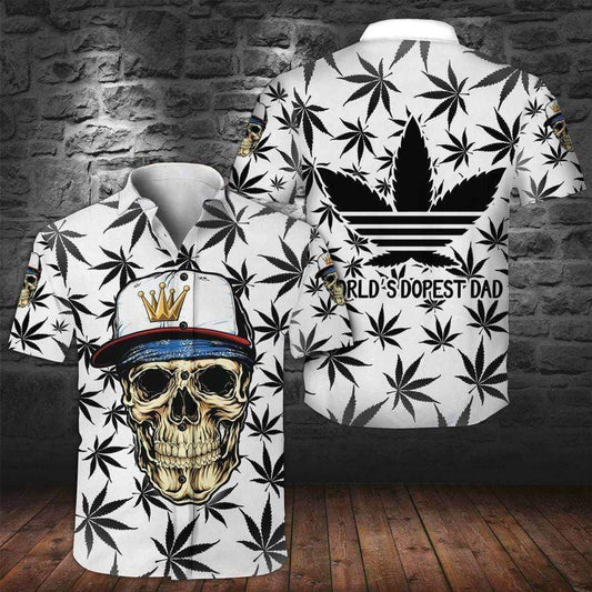 Hawaiian Aloha Shirts Skull Weed World's Dopest Dad Father's Day Gift