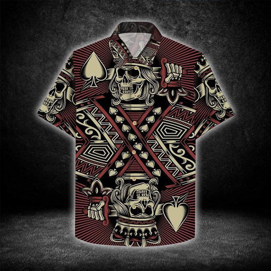 Gamble Ace King Skull Poker Gothic Hawaiian Aloha Shirts #KV