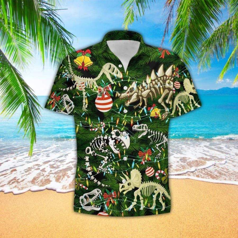 Dinosaur Christmas ?light Hawaiian Aloha Shirts #H