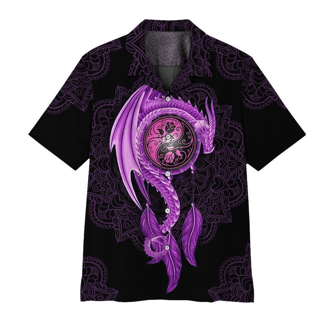  3D Mandala Purple Dragon Hawaii Shirt