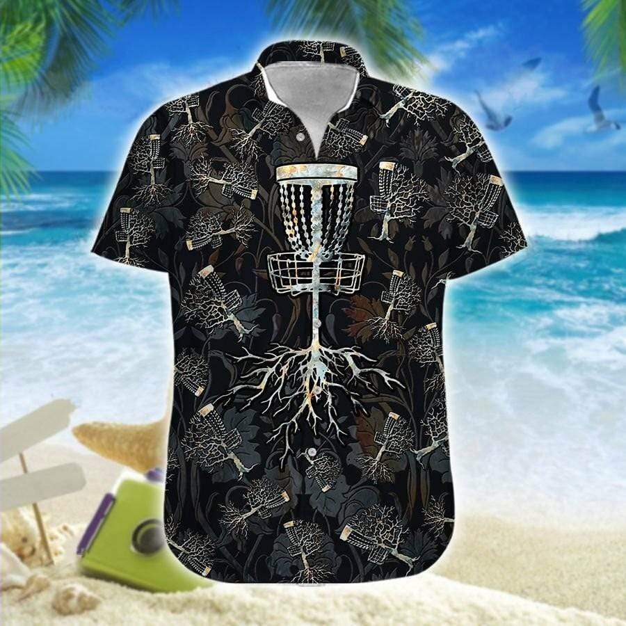 Hawaiian Aloha Shirts Disc Golf Tree Black