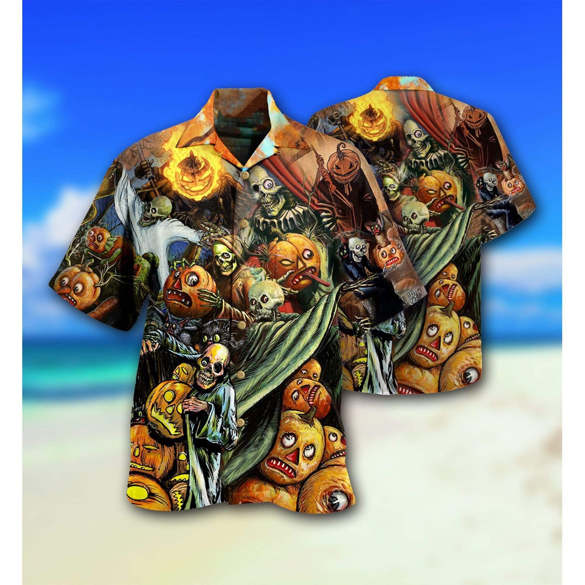 Halloween Pumpkins Scary Hawaiian Aloha Shirts 