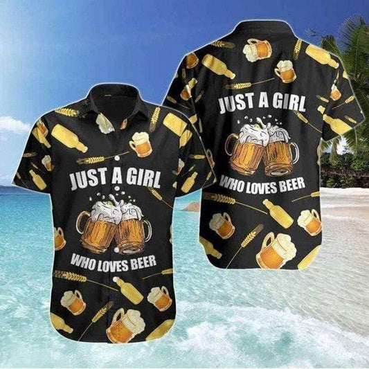 Just A Girl Loves Beer Tropical Hawaiian Aloha Shirts