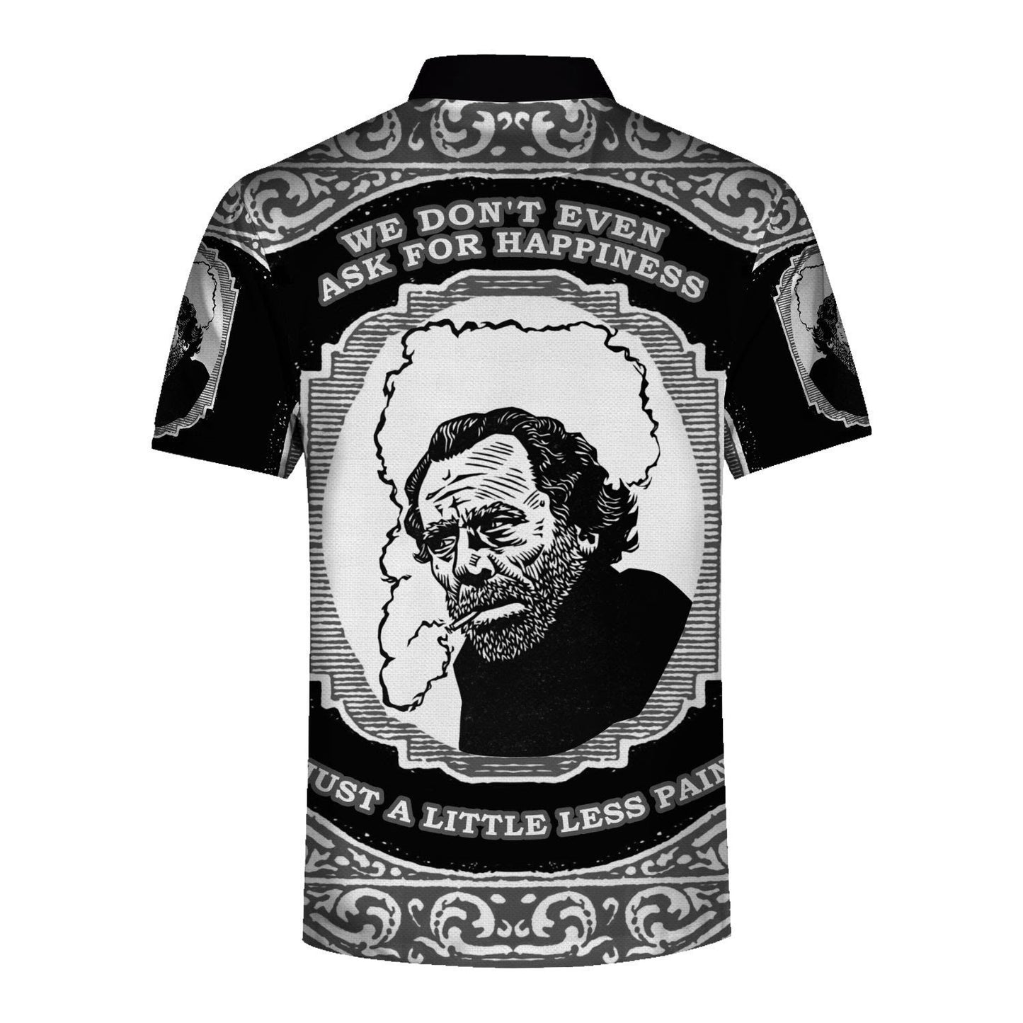 3D Tops Charles Bukowski Just A Little Less Pain Black And White Hawaiian Shirt