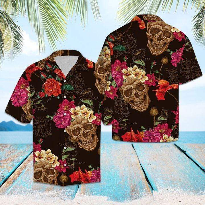 Skull Flower Hawaiian Aloha Shirts #DH