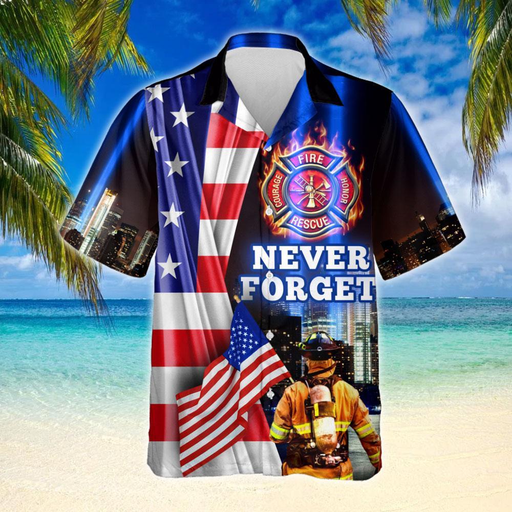 Never Forget 911 Firefighter Shirt Trn264Hw Hawaiian