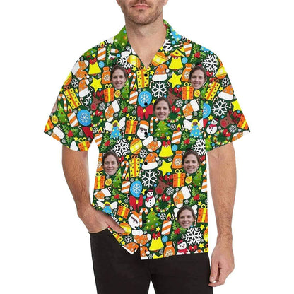 Custom Face Christmas Patterns Men's All Over Print Hawaiian Shirt