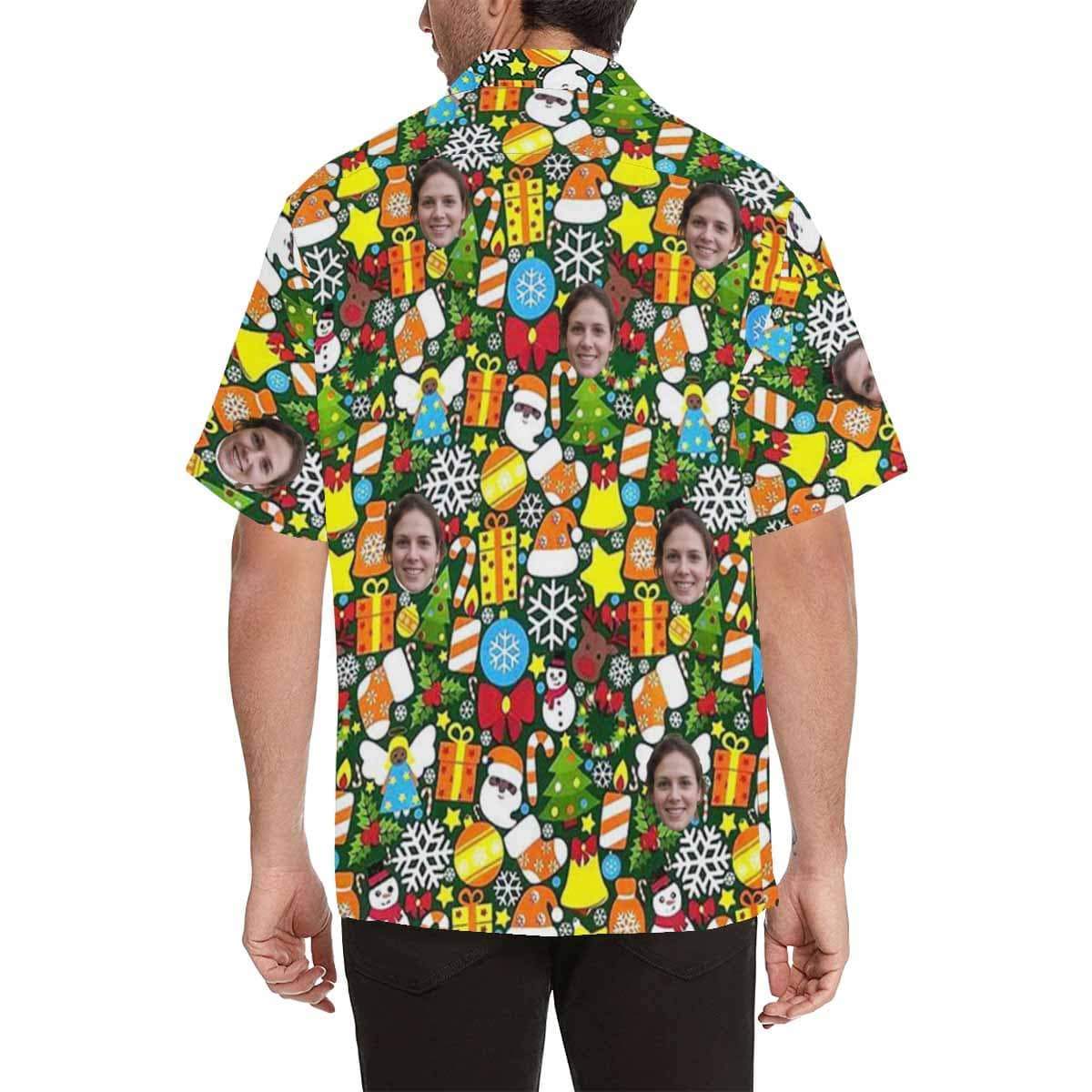 Custom Face Christmas Patterns Men's All Over Print Hawaiian Shirt