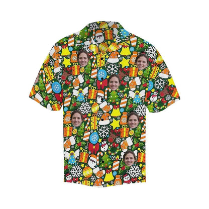 Custom Face Christmas Patterns Men's All Over Print Hawaiian Shirt