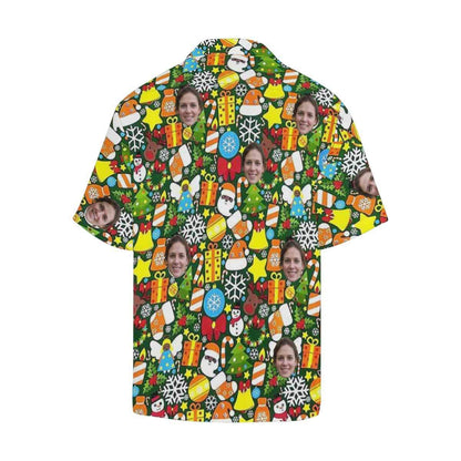 Custom Face Christmas Patterns Men's All Over Print Hawaiian Shirt