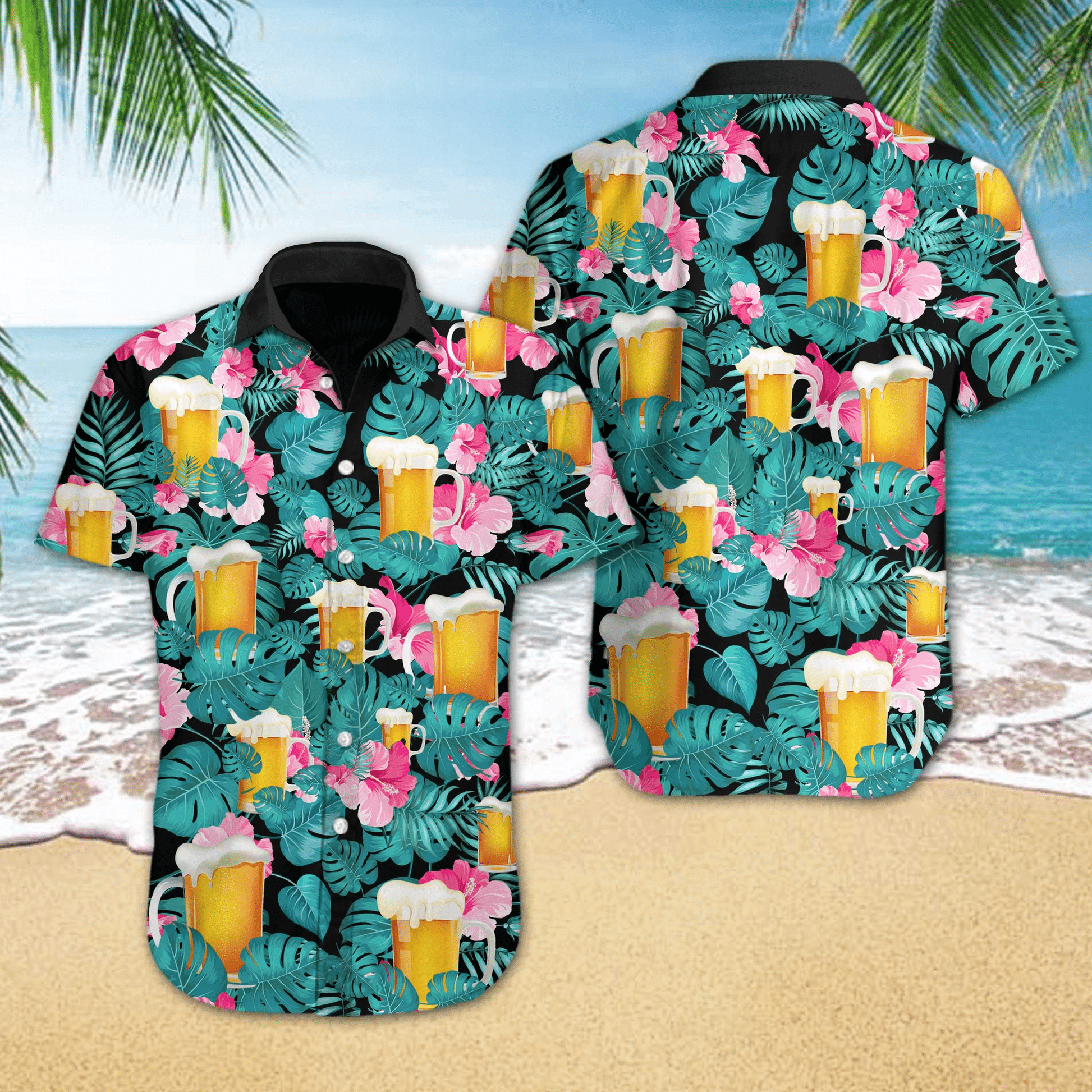 Hawaiian Aloha Shirts Beer Tropical Hawaiian #DH