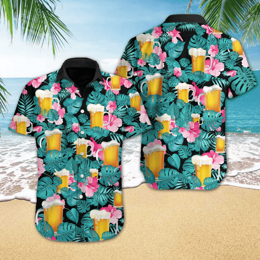 Hawaiian Aloha Shirts Beer Tropical Hawaiian #DH