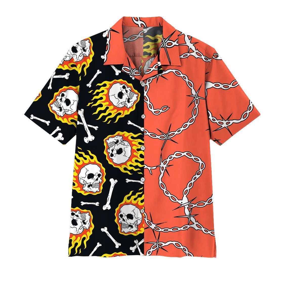  3D Fire Skull Hawaii Shirt