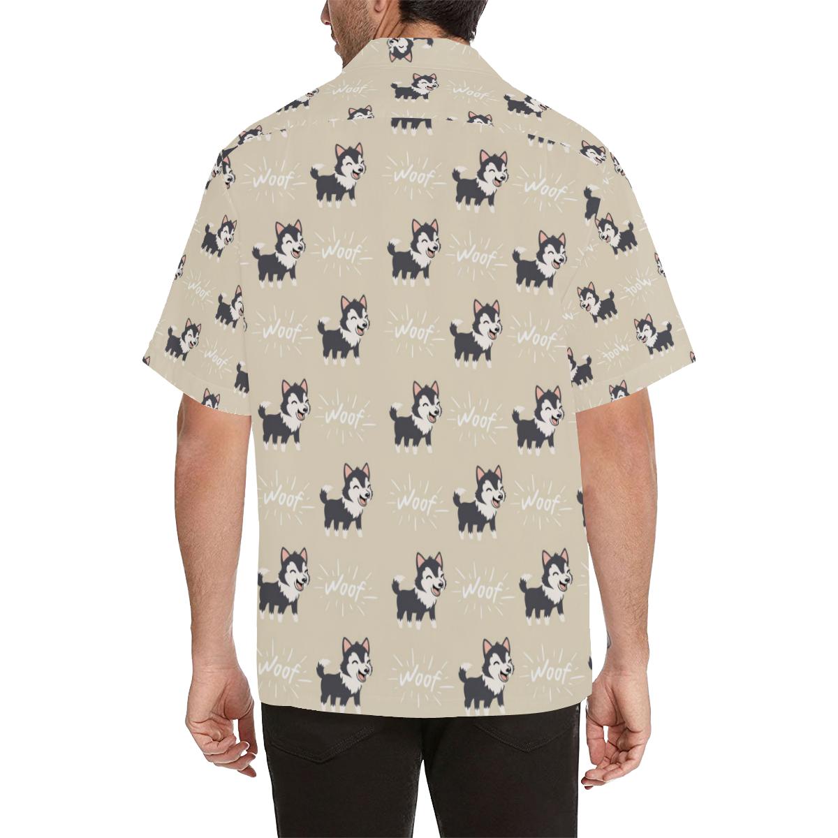 Cute Siberian Husky Mens All Over Print Hawaiian Shirt