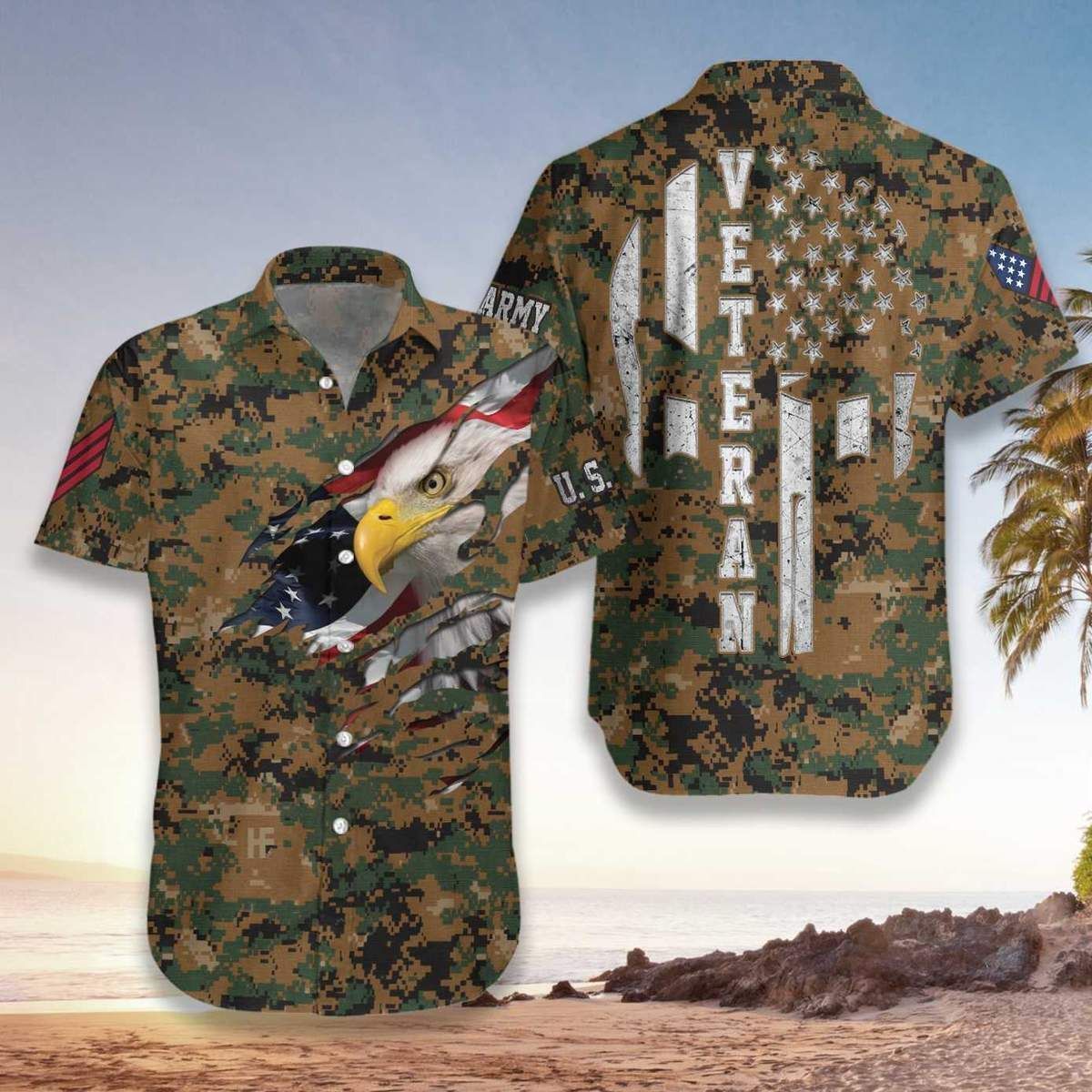 Amazing Camo Us Marine Corps Veteran Hawaiian Shirt | For Men & Women | Adult | HW8396