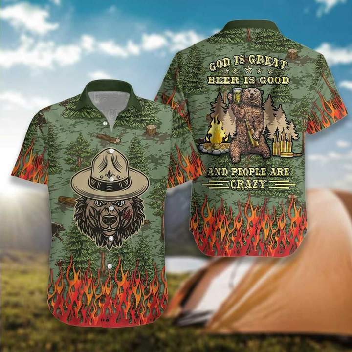 Camping Bear Beer Is Good Hawaiian Shirt | For Men &amp;amp; Women | Adult | Hw8235