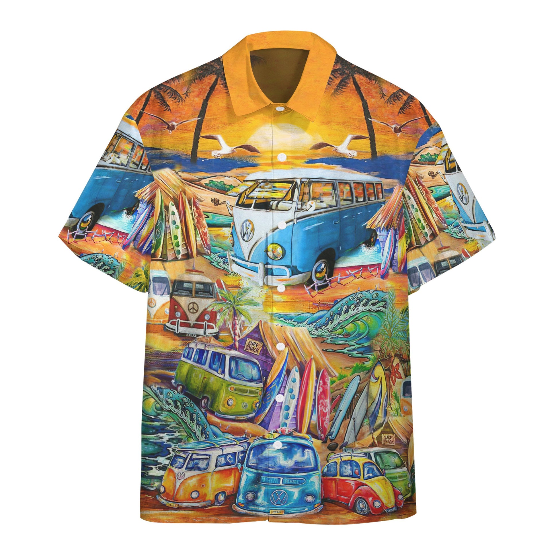  3D Hippie Vans Surfing Hawaii Custom Short Sleeve Shirt