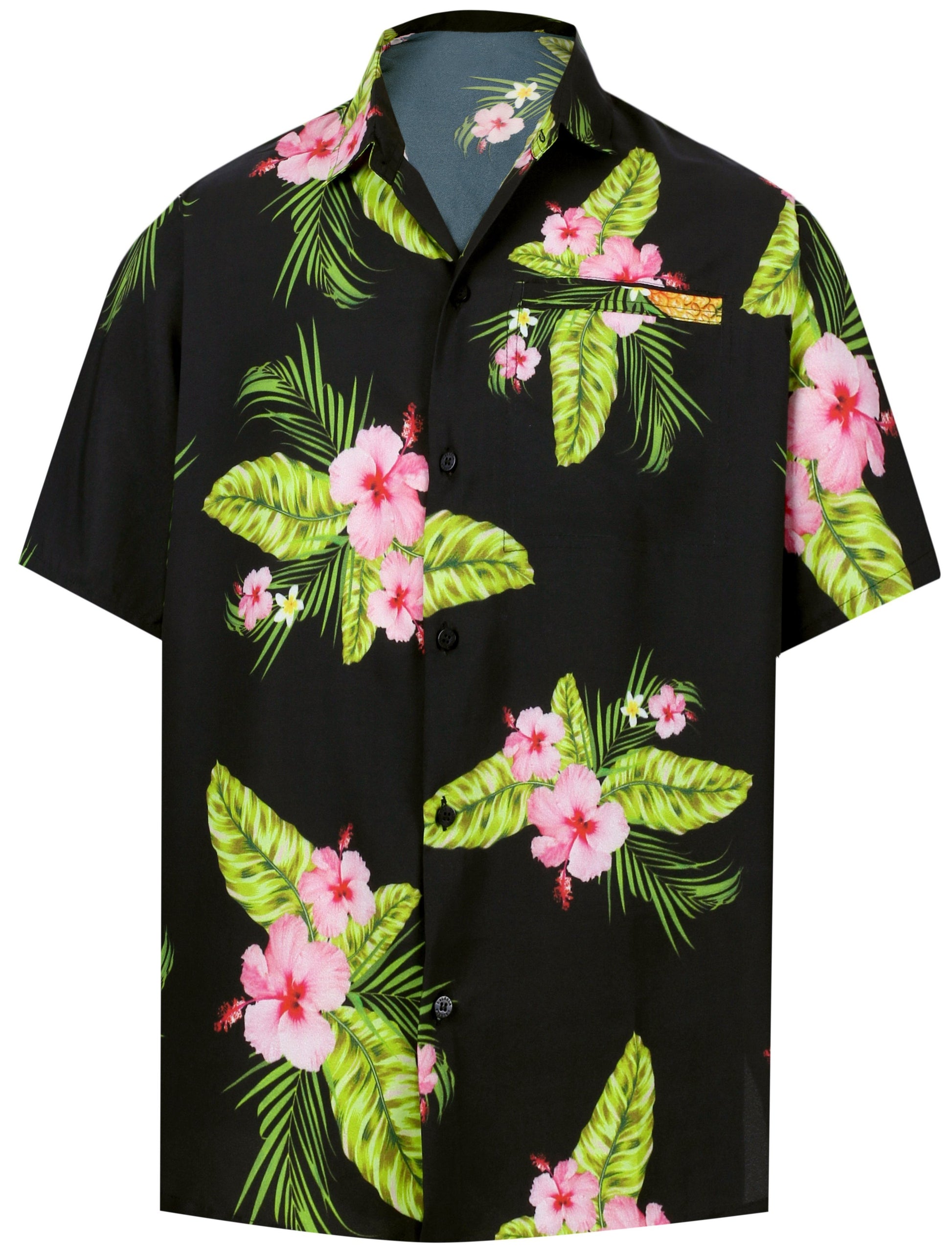 LA LEELA Shirt Casual Button Down Short Sleeve Beach Shirt Men Aloha Pocket shirt Halloween Black_W606