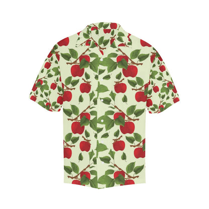 Red Apples Leaves Pattern Mens All Over Print Hawaiian Shirt