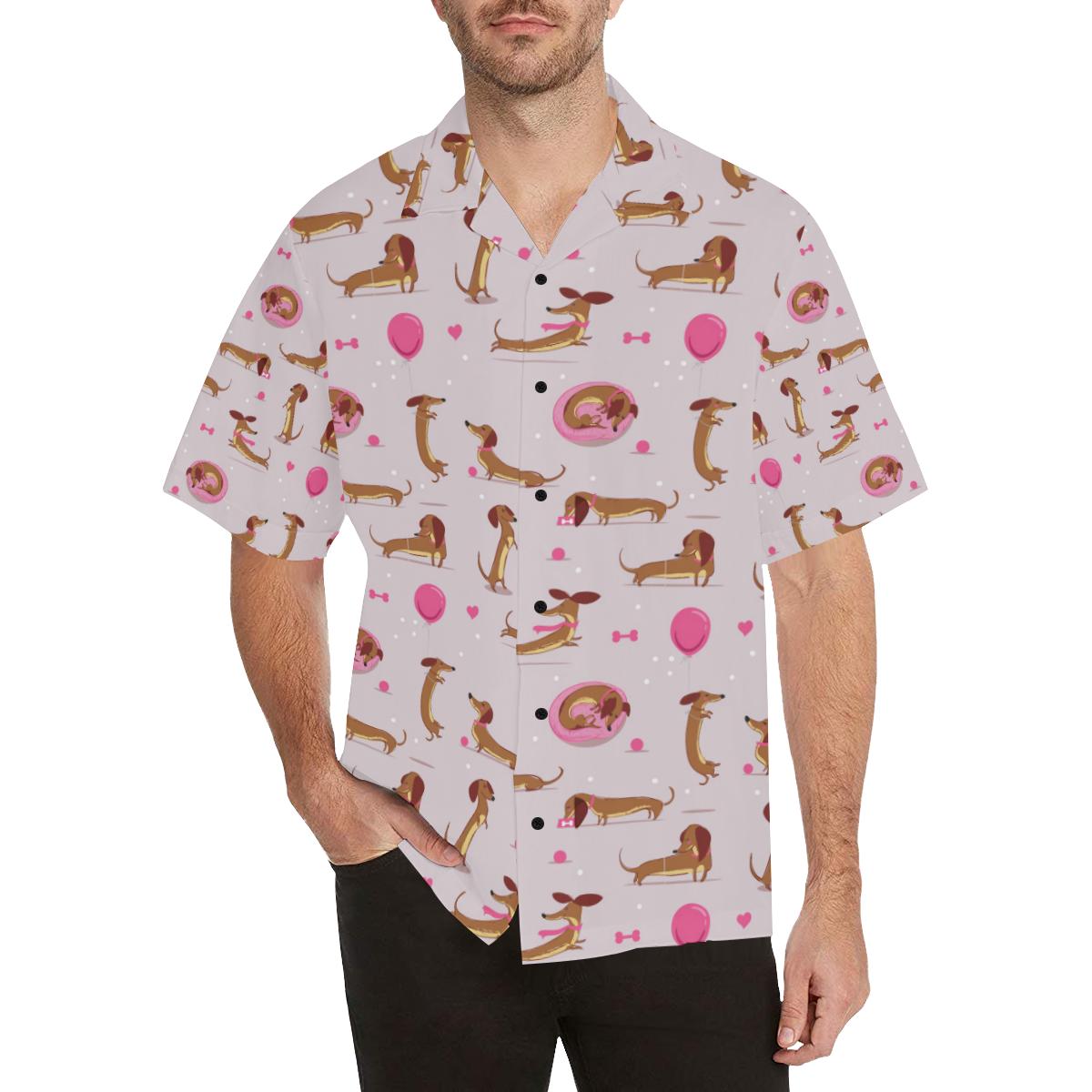 Dachshund Pattern Print Design Hawaiian Shirt