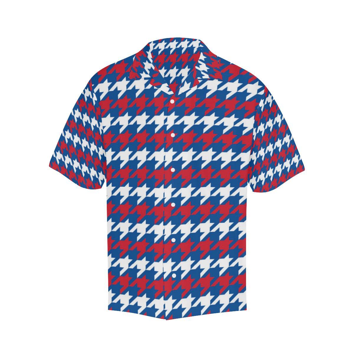 Patriotic Houndstooth Pattern Print Design A Hawaiian Shirt