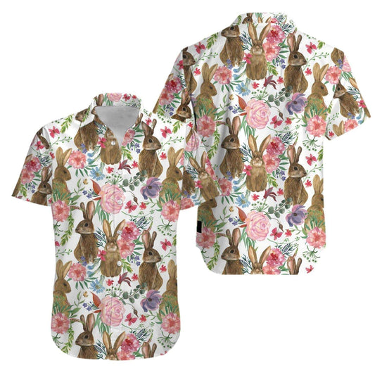 Bunny flower happy easter day 2021 Aloha Hawaiian Shirts #V