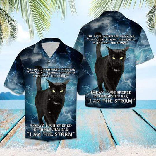 I Am The Storm Black Cat Hawaiian Aloha Shirts