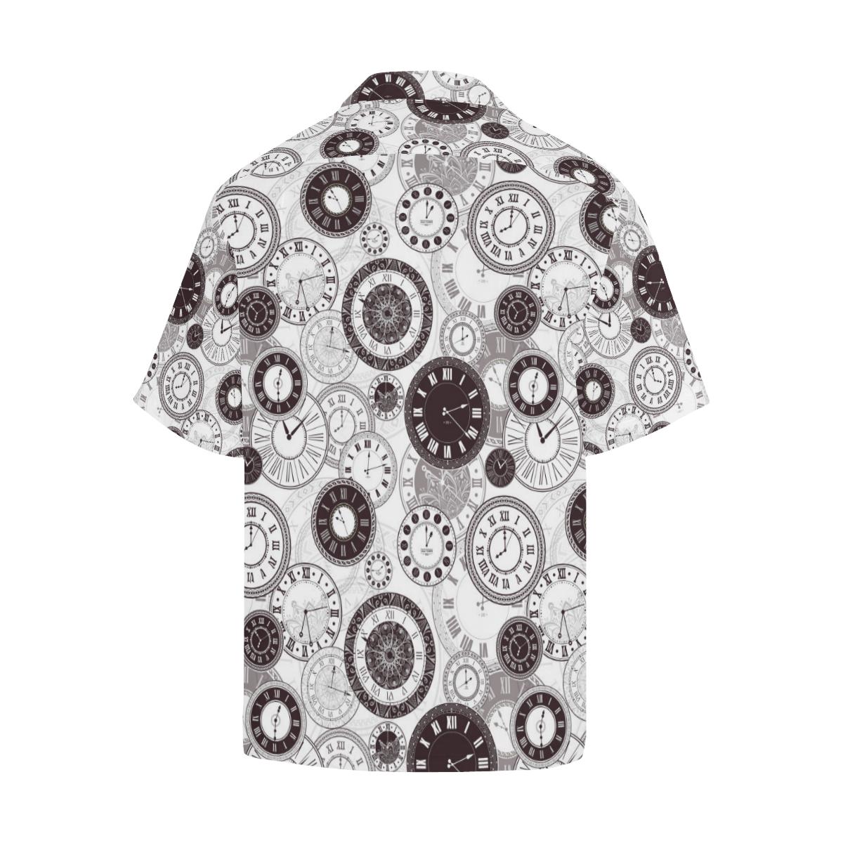 Classic Vintage Clock Pattern Mens All Over Print Hawaiian Shirt
