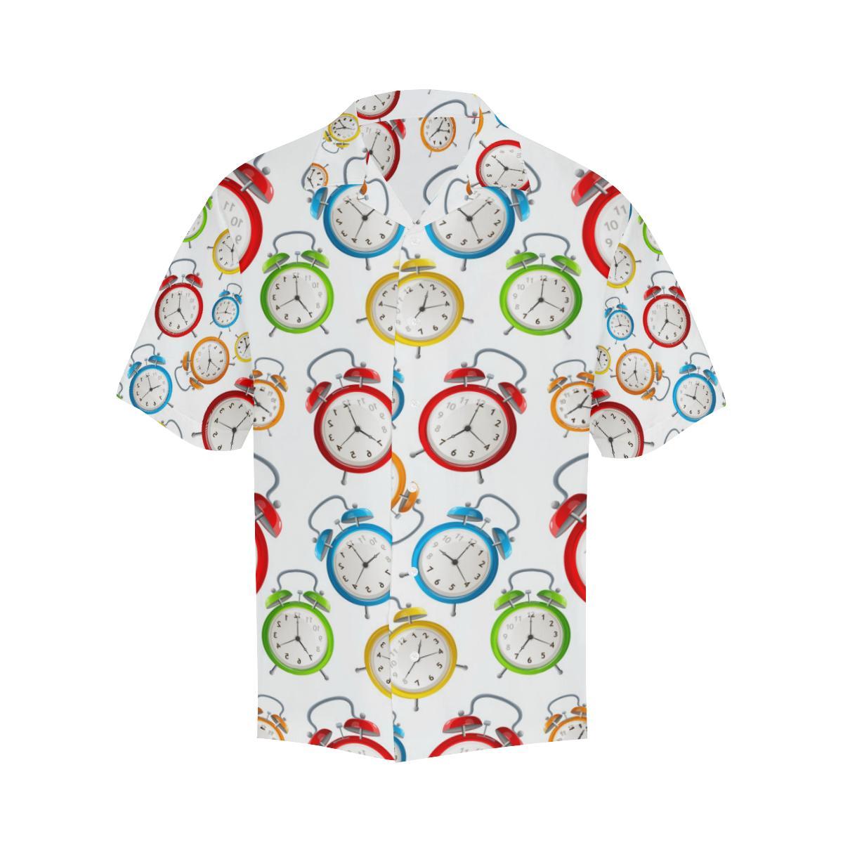 Colorful Clock Pattern Mens All Over Print Hawaiian Shirt