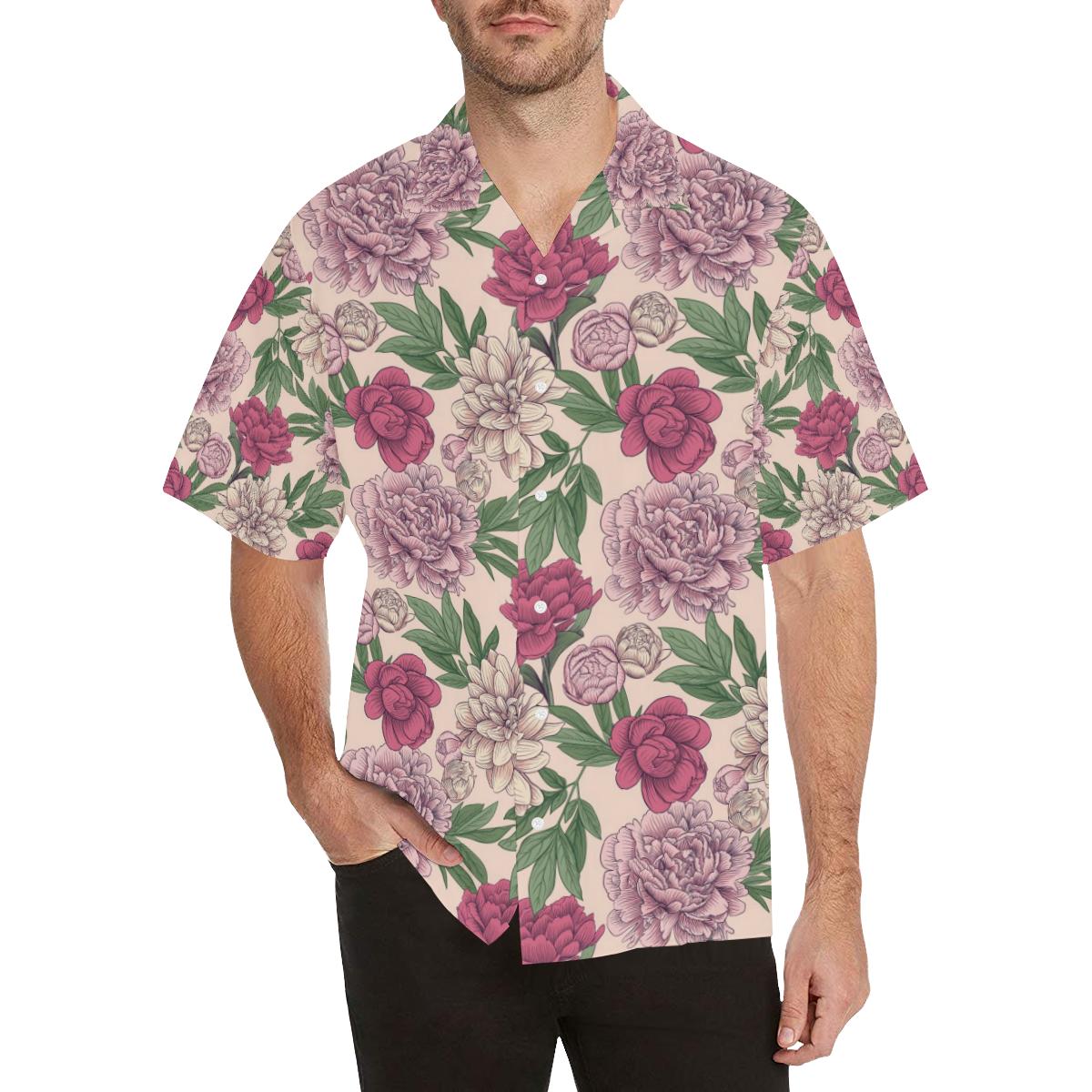 Peony Pattern Print Design A Hawaiian Shirt