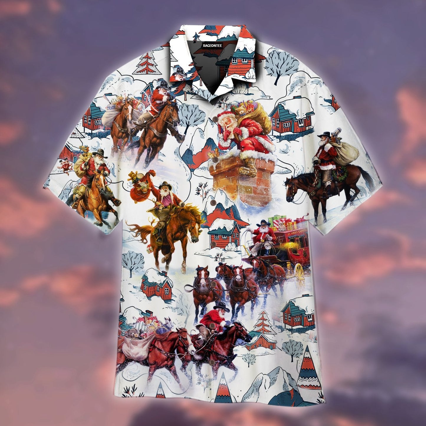 Vintage Santa Cowboy Hawaiian Shirt | For Men &amp;amp; Women | Adult | Wt1305