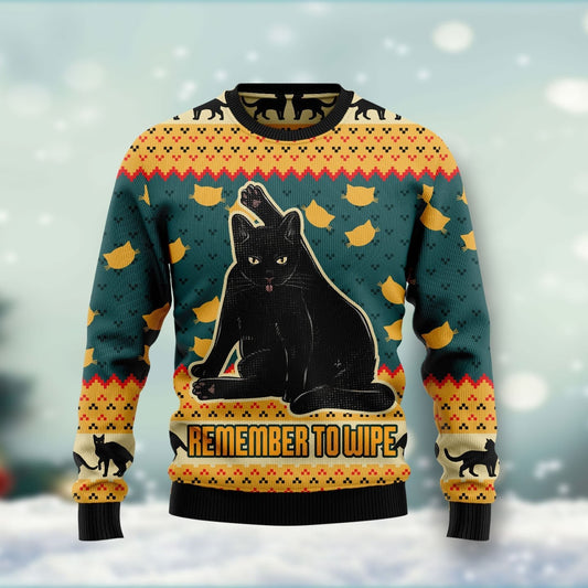 Black Cat Ugly Christmas Sweater 