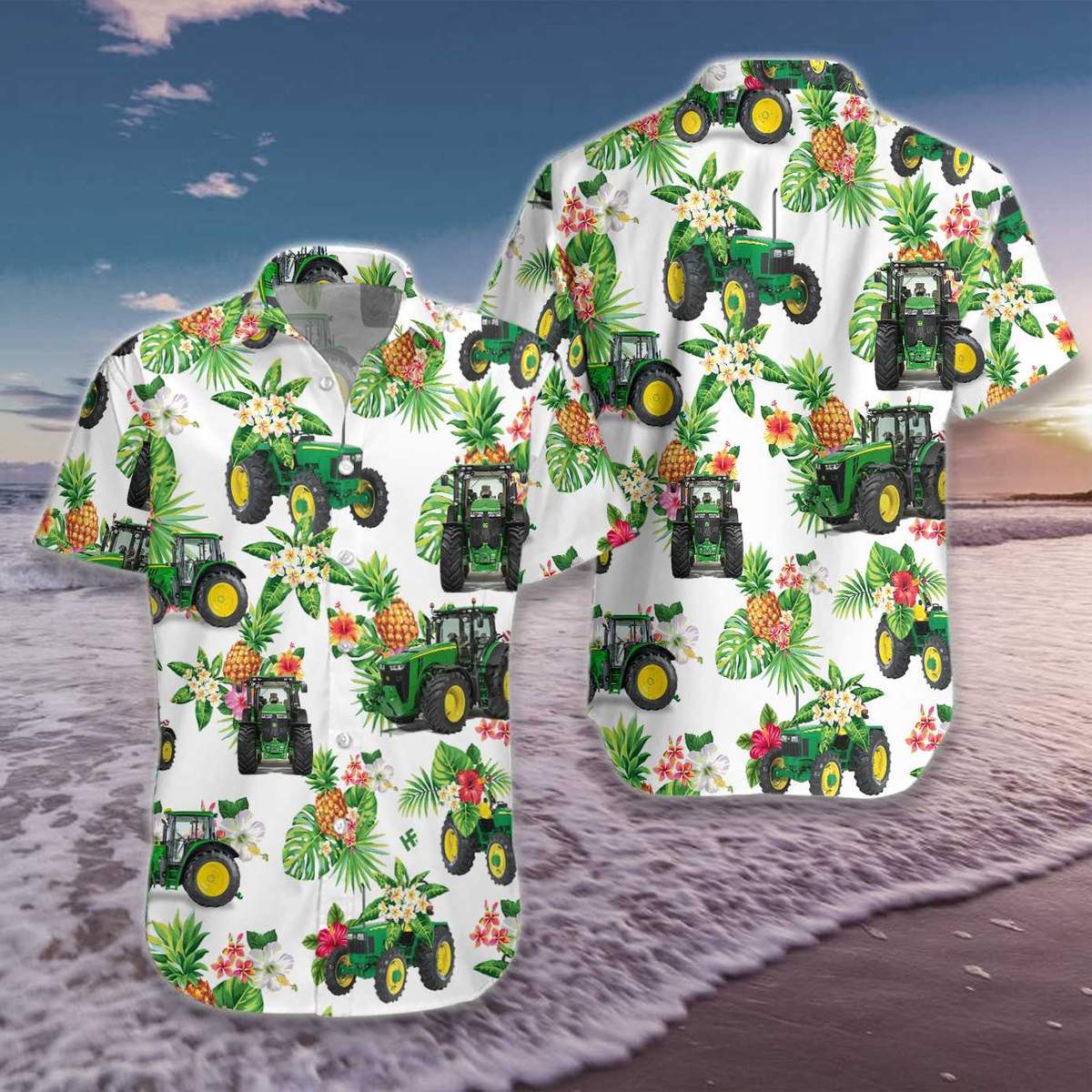 Hawaiian Aloha Shirts Tractor Floral