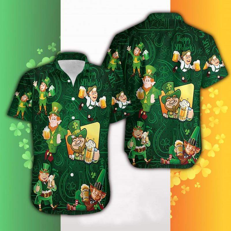 Hawaiian Aloha Shirts St Patrick's Day Irish And Beer Funny #402DH