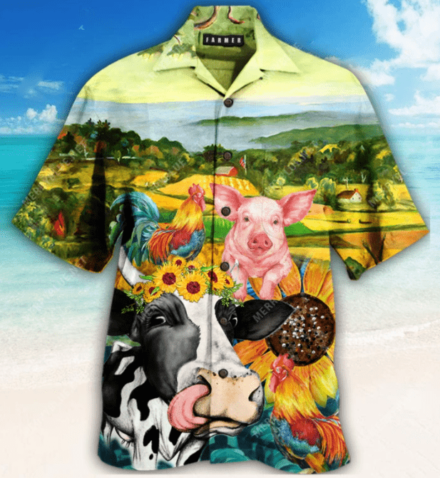 Funny Farmer Pig Cute Hawaiian Aloha Shirts #H