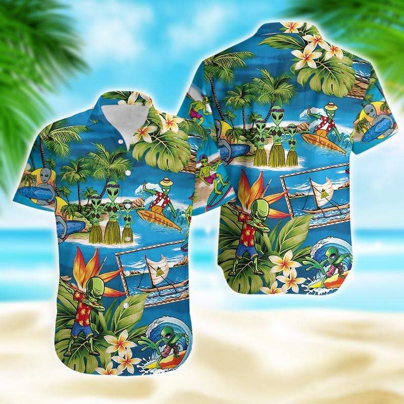 Amazing Alien Summer Tropical Hawaiian Aloha Shirts #6521DH