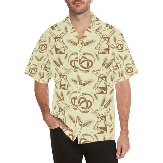 Windmill Wheat Pattern Mens All Over Print Hawaiian Shirt