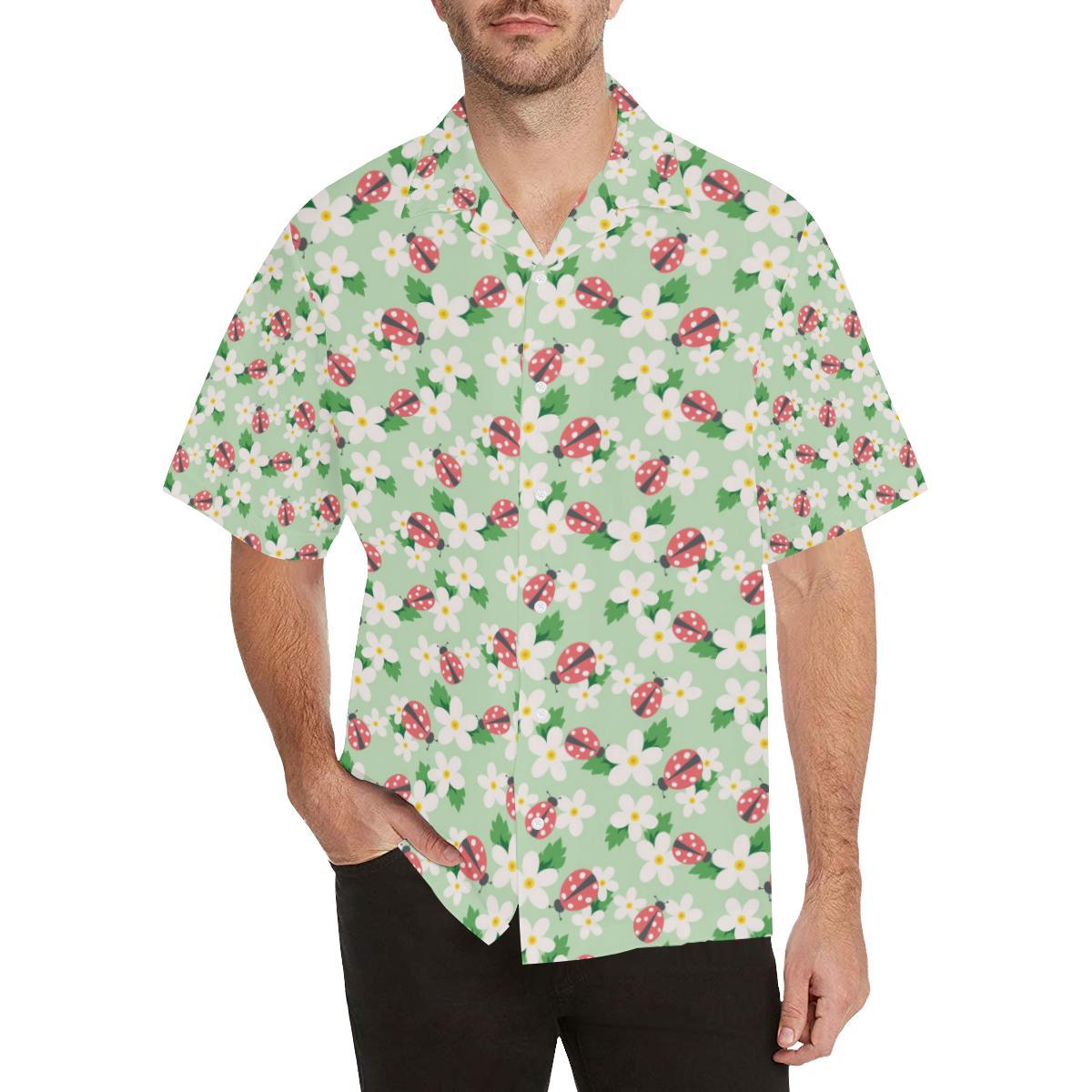 Ladybug Pattern Print Design 05 Mens All Over Hawaiian Shirt