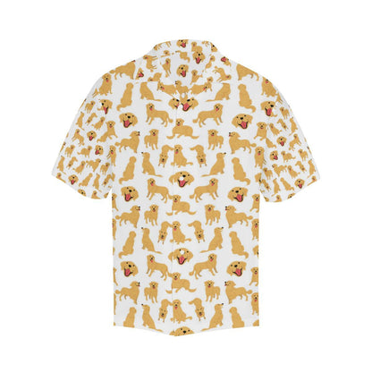 Golden Retriever Pattern Print Design 05 Mens All Over Hawaiian Shirt