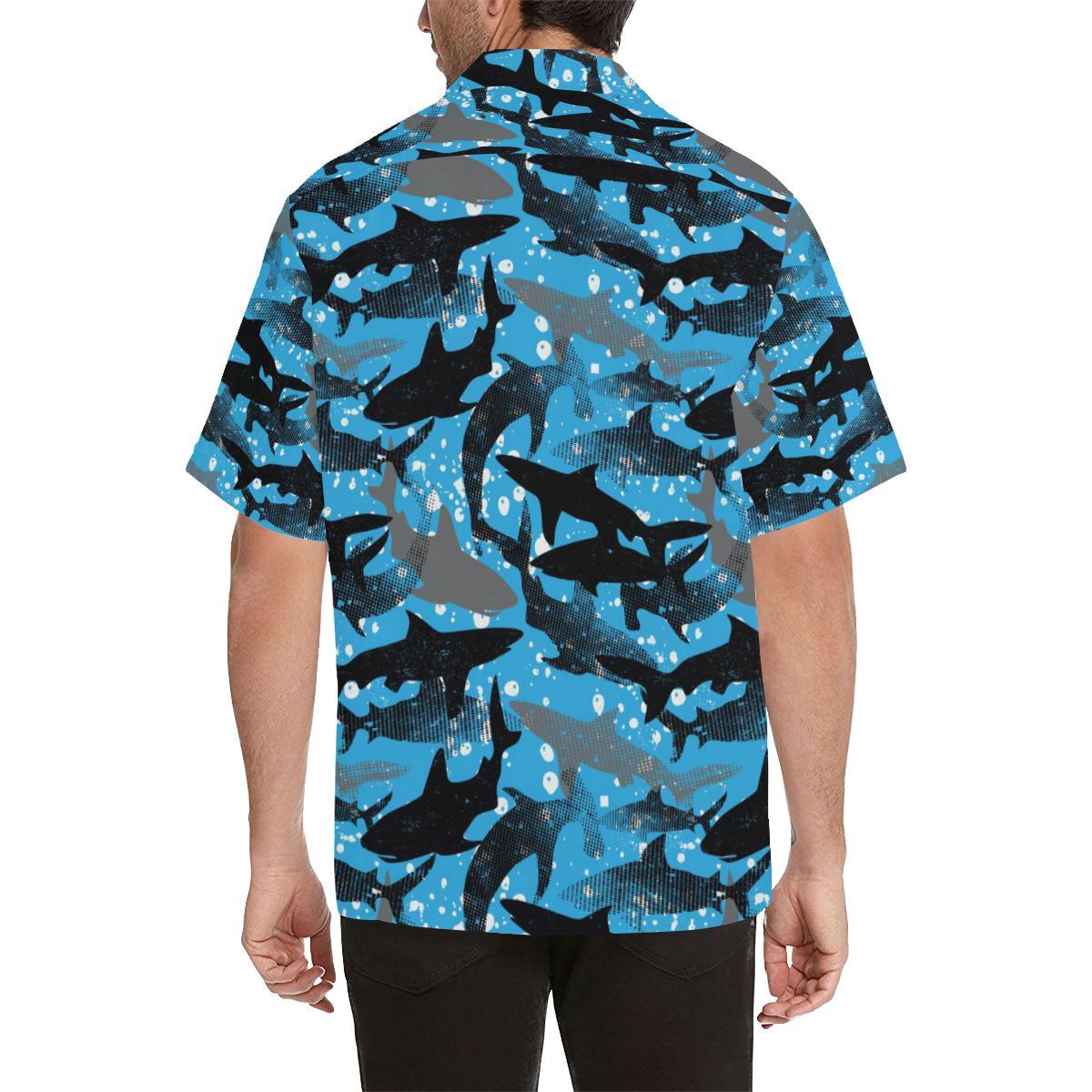 Shark Pattern Background Mens All Over Print Hawaiian Shirt