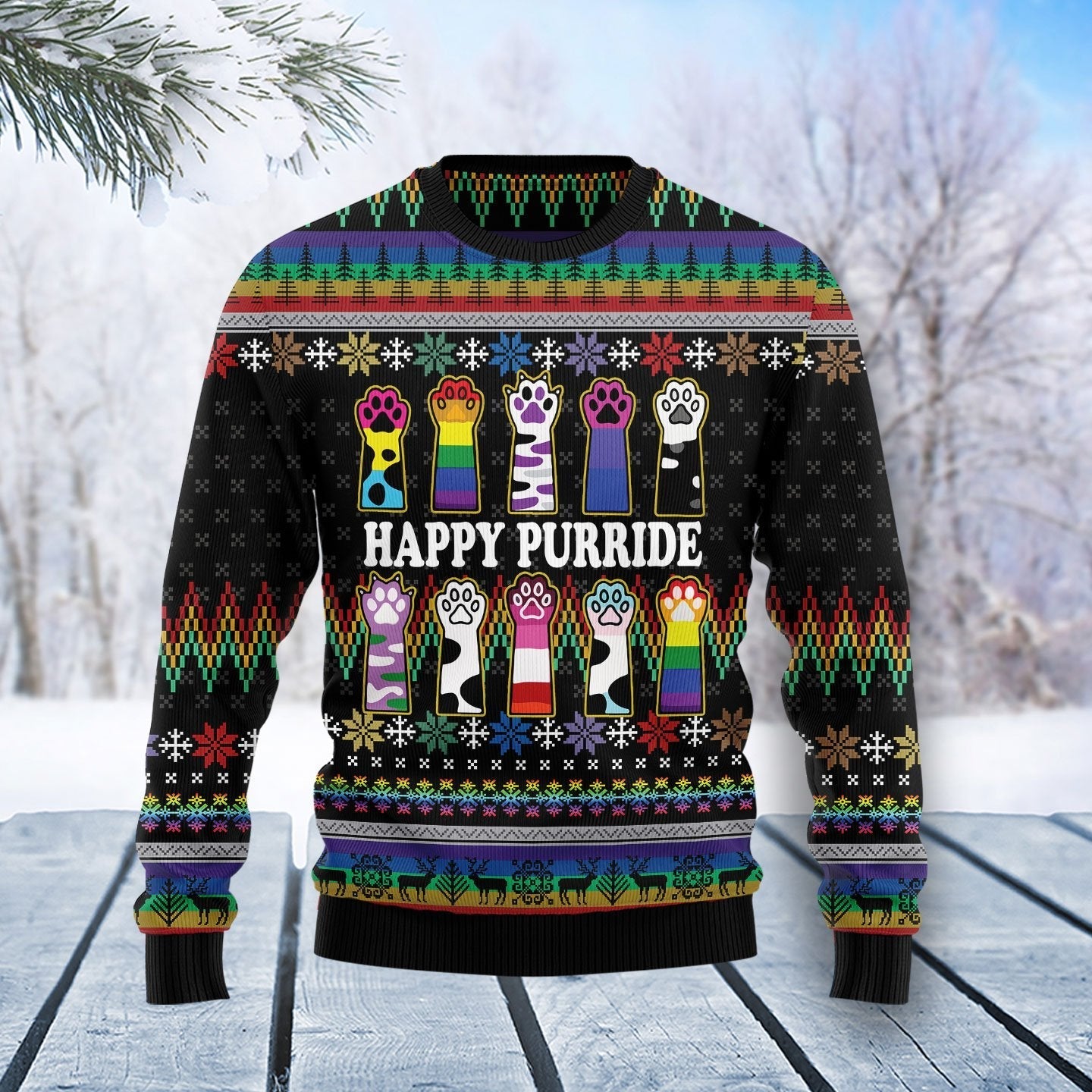 Cat Lgbt Color Ugly Christmas Sweater 