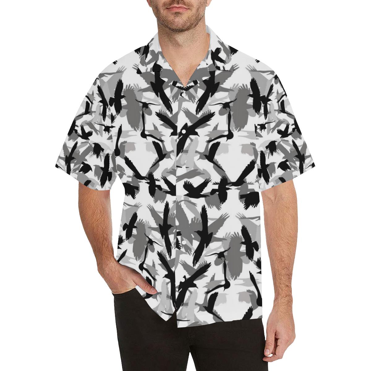 Crow Pattern Mens All Over Print Hawaiian Shirt