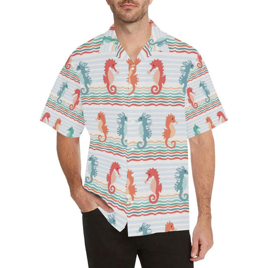 Seahorse Pattern Theme Mens All Over Print Hawaiian Shirt