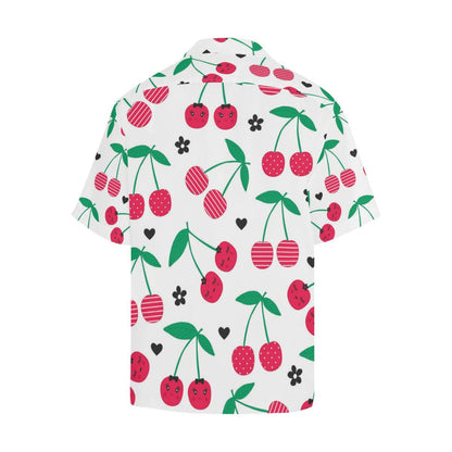 Cherry Pattern White Background Mens All Over Print Hawaiian Shirt